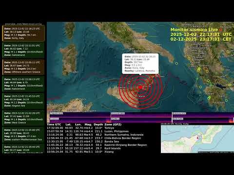 #Terremoto ML 3.6 12 km SW #Messina 2025-12-02 22:16:21.59UTC Depth 48.9 km 38.12N 15.45E (INGV)