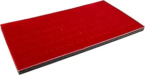 Novel Box Red Ring Display 72-Slots Foam 14.25x7.62x0.62 Inches - Ring Storage Foam to Hold Small & Large Rings/Cufflink - Fits in Glass Top Box for Better Display