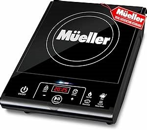 Mueller RapidTherm Portable Induction Cooktop Hot Plate Countertop Burner 1800W, 8 Temp Levels, Timer, Auto-Shut-Off, Touch Panel, LED Display, Auto Pot Detection, Child Safety Lock, 4 Preset Programs