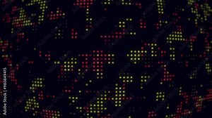 abstract glowing pixels moving high tech digital matrix binary code falling. Futuristic screen with animated digital graphs, charts, computer data and more. Matrix Numbers binary code Looping Digital
