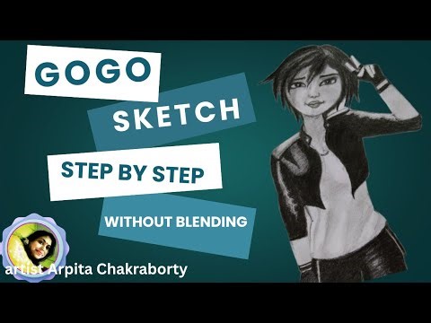 GOGO SKETCH STEP BY STEP WITHOUT BLENDING #trending #gogo #ytvideo 