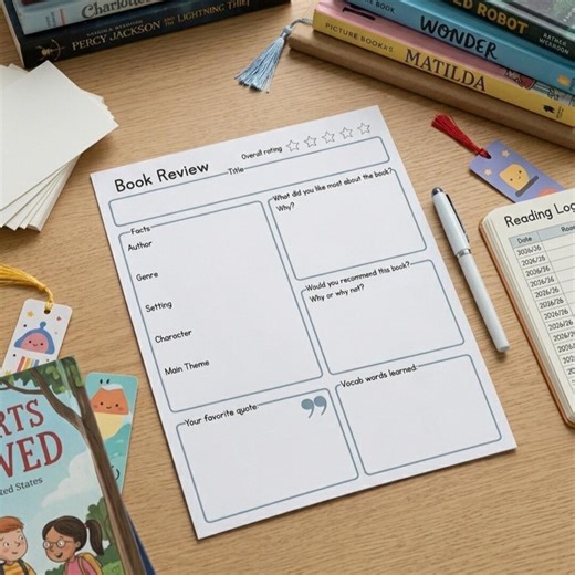 Book Review Report Template for Kids | Elementary Reading Comprehension Worksheet | Homeschool Language Arts Printable Instant Download PDF - Etsy