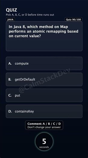 Quiz-190 | Map atomic remapping method in Java 8? | #shorts #java #quiz