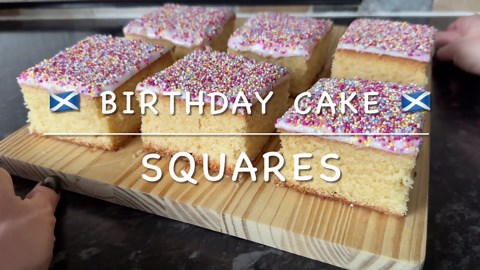 Birthday Cake Sprinkle Squares | Easy Party Cake Recipe | Fun Traybake Idea