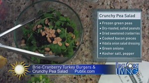 FCL Publix Recipes: Brie-Cranberry Turkey Burgers and Crunchy Pea Salad