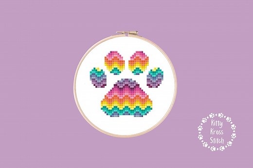Rainbow Paw Print Cross-stitch Pattern, Rainbow Bridge Pet, Memorial Gift, PDF Digital Download, Beginner Friendly - Etsy