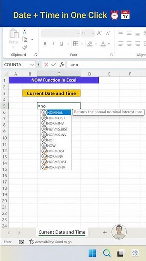 Real-Time Date & Time in Excel ⏱️📅 | Use NOW Function Smartly