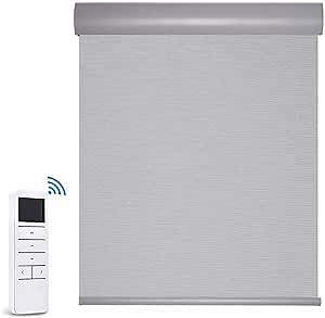 Motorized Roller Shades, 100% Blackout Auto Smart Window Blinds with Zigbee Motor Alexa, Cordless Remote Control Rechargeable