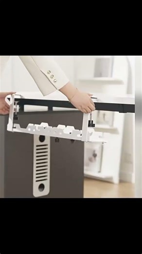 Telescopic Under Table Storage Rack Metal Cable Management Tray Home Office Desk Wire O