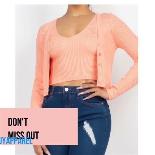 Crop Tank Top & Cardigan Sweater Set