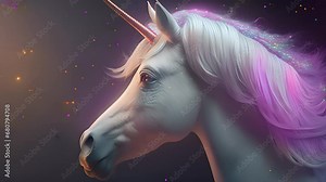Unicorn with magic background. Created with Generative AI.