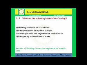 Urban and Regional Planning | Model Exit Exam Questions for Geography Exit Exam