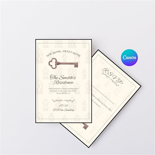 New Home Sweet Home Editable Housewarming Invitation Bundle, Instant Download Printable Invite   RSVP, Edit in Canva - Etsy