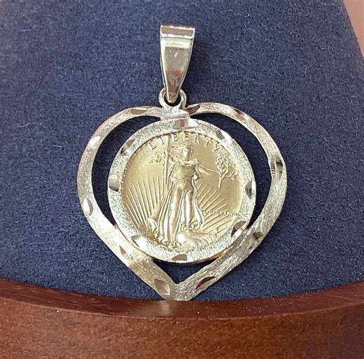 1/10oz Gold Eagle Coin Pendant:14k Bezel Vintage 1986 999 5 Dollar Gold Piece - Etsy