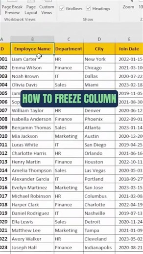 How to Freeze Rows & Columns Instantly in Excel #Excel #reels #freezer #shorts #shortcutkeys