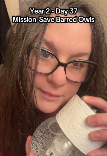 When I wind this snow globe, the soft music sounds beautiful to us. But to a baby Barred Owl, that sound is like the lullaby of their parents’ voice,the sound of safety, love, and home. In the wild, when owls hear what they believe is their own kind calling, they go to investigate and they never return. Imagine stepping outside your door, walking toward the voice of the one you love most and in that moment, your life is taken. This is happening to Barred Owls. And this is why our voices must bec