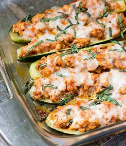 Chicken Parmesan Zucchini Boats - The Wholesome Dish