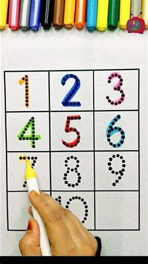 1-10 Dotted Numbers Tracing with Lines & Curves Challenge 🎯 🔢 #Shorts