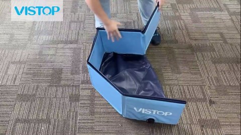 VISTOP Extra Large Foldable Dog Pool XXL, Hard Plastic Shell Portable Swimming Pool for Dogs Cats and Kids Pet Puppy Bathing Tub Collapsible Kiddie Pool (67inch.D x 11.8inch.H, Blue)