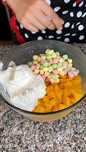 113K views · 714 reactions | Easy no bake peach dessert, so good! Kyra makes peach fluff dessert with peach jello and marshmallows. | Family Style Cooking | Facebook