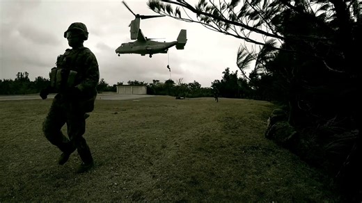 US special forces train fast roping from V-22