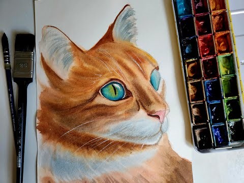 How to Paint a Ginger Cat in Watercolor| Как нарисовать кота акварелью #howtopaintwatercolor