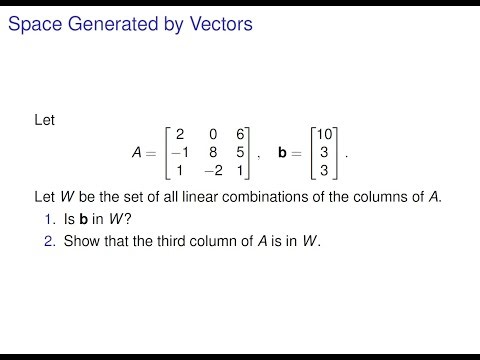 Linear Algebra - Space Generated by Vectors
