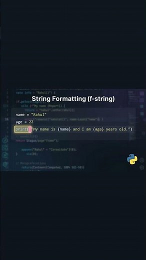 🎯learn python string formatting the Easy Way!In this, you'll learn Python f-Strings in 10 seconds.