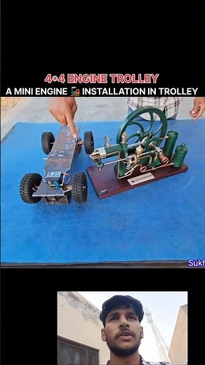 Day RC engine 🚂 install in 4*4 trolley #rc #trolley #making #shorts
