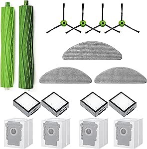 Vacuum Accessories Kit For Irobot iRobot Roomba Combo i3+i5+j5+ Robot Vacuum-1 set Brush Rollers 4 Hepa Filters 3 Mop Pads 4 Side Brush 4 Dust Bags NOT for J7&J9