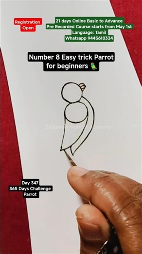 Day 347 Number 8 Easy trick Parrot for beginners || Henna tutorial #shorts #trending #viralvideo