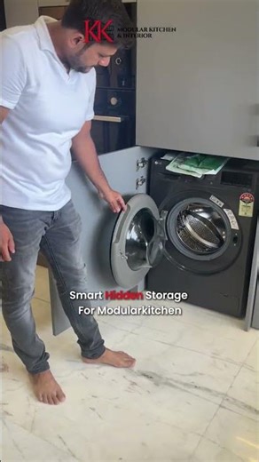 How to Hide Your Washing Machine | KK Modular Kitchen Smart Storage Design