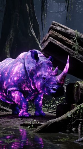 Bio-Luminescent Rhino Strength Training#aianimals #strength #rhino #workout #fitness #shortsviral