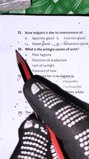 What is the primary cause of acne...? write down the right answer in comment section and follow me for more updates about medical knowledge #education #mcqswithanswers #knowledge #foryoupage #medicalstudent