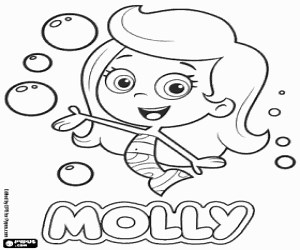The mermaid Molly of Bubble Guppies coloring page printable game