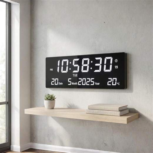 Large Digital LED Wall Clock With Calendar Temperature Alarms - Modern Home Decor - Etsy UK