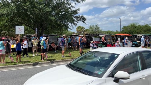 Protesters lined Morse Boulevard in The Villages as part of the national Hands Off protest. Villages-News.com's David Towns has the story at https://www.villages-news.com/2025/04/05/villagers-line-morse-boulevard-to-join-in-nationwide-hands-off-protest/ | The Villages-News.com