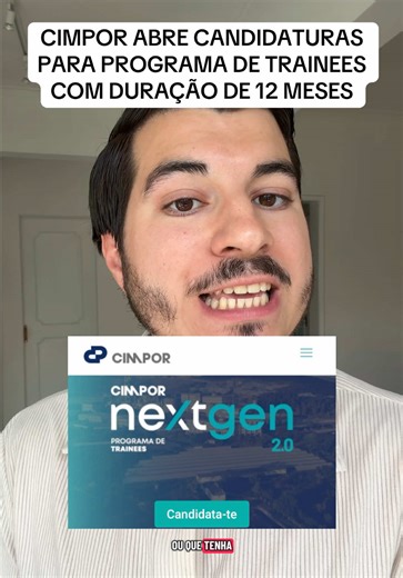 A CIMPOR abriu as candidaturas para o programa de trainees, que terá a duração de 12 meses, seja na área de Engenharia ou Corporativa. A primeira fase de candidaturas termina no início do mês de junho e o onboarding desta iniciativa iniciar-se-á em outubro. A @Magma Studio é uma promotora ativa deste e outros programas, pelo que mantém-te atento a todas as novidades!
