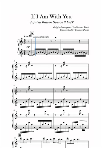 If I Am With You - Jujutsu Kaisen (Sheet Tutorial) #ifiamwithyou #jujutsukaisen #sheetmusic #piano #musictutorial