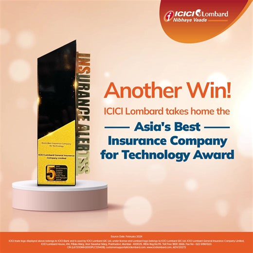 258 reactions · 259 shares | ICICI Lombard secures the top spot as Asia's Best Insurance Company for Motor Claims Technology Excellence at the esteemed Insurance Alerts Awards. #NibhayeVaade #ICICILombard #Award #MotorClaims | ICICI Lombard | Facebook