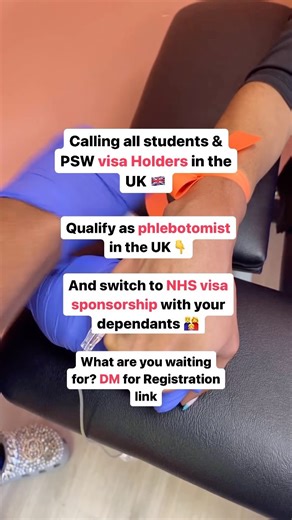 This is another opportunity of being a phlebotomist in the UK🇬🇧. Few slots remaining for NHS Phlebotomy training in London from 14th to 15TH MAY with live NHS job guide available. Do you have any questions? As in COMMENT box. Type INTERESTED if you want to register. Registration link will be sent to you. . . . . #nhsjobs #nursingstudent #ukvisasandimmigration #japa | Grammartorial Education