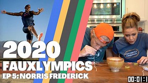 Capping off our 2020 Fauxlympics by challenging Team USA long jumper, Norris Frederick, to a candy necklace race! | The Holderness Family