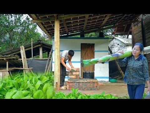 KONG & NHAT build beautiful brick stoves to cook animal feed. Never give up