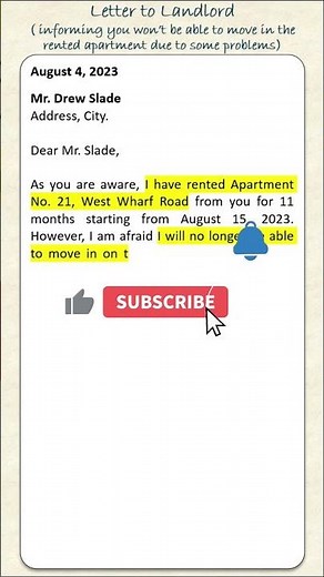 Letter to Landlord informing you cannot move