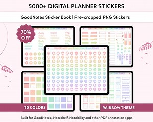 Rainbow Digital Planner Stickers, Goodnotes Sticker Book, Pastel iPad Stickers, Pre-cropped PNG Stickers, Sticky Notes, Everyday Stickers - Etsy
