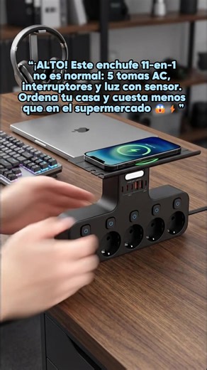 11-In-1 Multifunctional European Standard Power Socket, 5 Ac Outlets, Motion Sensor Night Light, Independent Switches, Portable Design