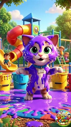 Cute Cat Makes Color Splash! 😍🎨 #preschoollearning #kidslearning #abcsong