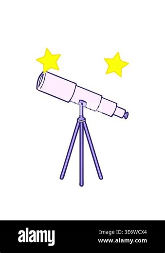 spinning stars animation of cartoon telescope Stock Video Footage - Alamy