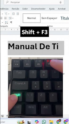 Atalho do Word para alterar as letras para maiúsculas ou minúsculas ⌨️ #pc #keyboardasmr #shorts