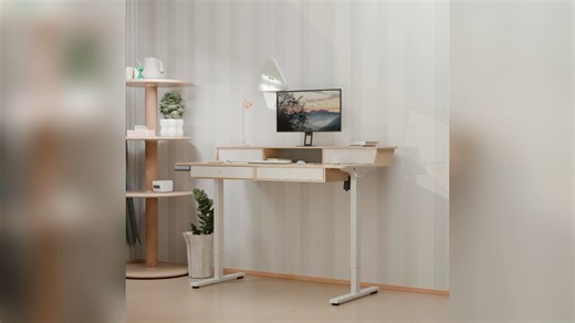 Modern Home Office Furniture PC Computer Table Adjustable Desk Height Study Desk Featuring Drawer USB Ports Metal Construction